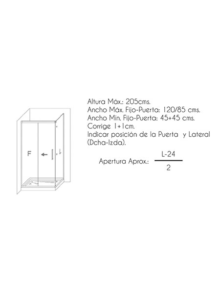 Mampara de ducha Elba 6 2P + L puerta/fijo/lateral cromo 140 x 80 x 195 cms cristal transparente 6 Mampara de ducha Elba 6 2P + L puerta/fijo/lateral cromo 140 x 80 x 195 cms cristal transparente - Imagen 6
