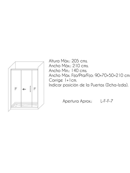Mampara de ducha Elba 6 3P puerta/fijo cromo 180 x 195 cms cristal transparente 6 Mampara de ducha Elba 6 3P puerta/fijo cromo 180 x 195 cms cristal transparente - Imagen 6