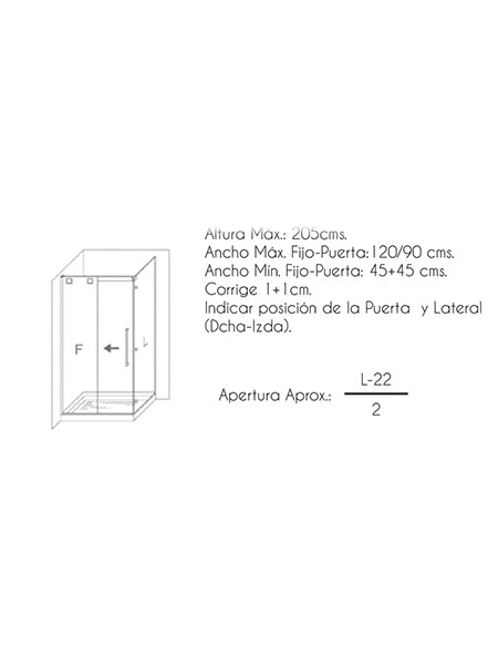 Mampara de ducha Évora 2P + L puerta/fijo/lateral cromo 100x80 x 195 cms cristal transparente 5 Mampara de ducha Évora 2P + L puerta/fijo/lateral cromo 100x80 x 195 cms cristal transparente - Imagen 5