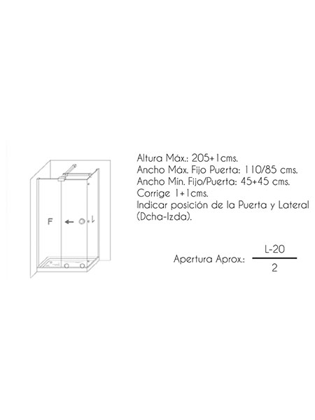 Mampara de ducha London 2P + L puerta/fijo acero inoxidable 140x80 x 195 cms cristal transparente 7 Mampara de ducha London 2P + L puerta/fijo acero inoxidable 140x80 x 195 cms cristal transparente - Imagen 7
