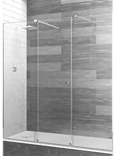 Mampara de ducha London 3P puerta/fijo acero inoxidable 160 x 195 cms cristal transparente