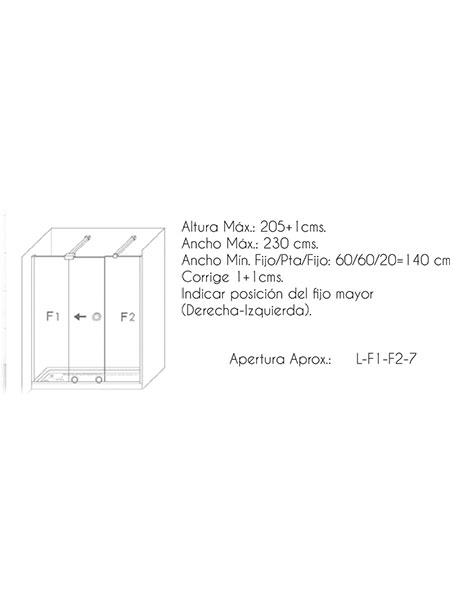 Mampara de ducha London 3P puerta/fijo acero inoxidable 140 x 195 cms cristal transparente 6 Mampara de ducha London 3P puerta/fijo acero inoxidable 140 x 195 cms cristal transparente - Imagen 6
