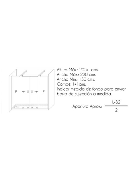 Mampara de ducha London 4P puerta/fijo acero inoxidable 140 x 195 cms cristal transparente 7 Mampara de ducha London 4P puerta/fijo acero inoxidable 140 x 195 cms cristal transparente - Imagen 7