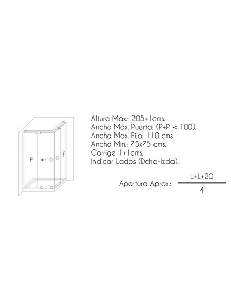 Mampara de ducha London Angular puerta/fijo acero inoxidable 90x90 x 195 cms cristal transparente 7 Mampara de ducha London Angular puerta/fijo acero inoxidable 90x90 x 195 cms cristal transparente - Imagen 7
