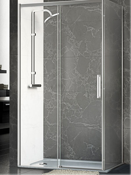 Mampara de ducha Venecia 2p + l puerta/fijo/lateral lacado blanco 172 - 176 x 78 x 195 cms cristal transparente