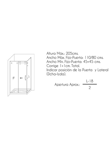 Mampara de ducha zafira 2P + L puerta/fijo/lateral cromo 100x80 x 195 cms cristal transparente 7 Mampara de ducha zafira 2P + L puerta/fijo/lateral cromo 100x80 x 195 cms cristal transparente - Imagen 7