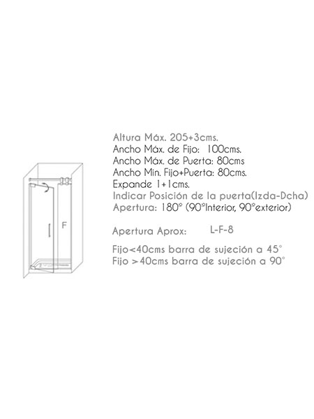 Mampara de ducha Polary 1P + F puerta/fijo lacado negro 80 (60+20) x 195 cms cristal transparente 7 Mampara de ducha Polary 1P + F puerta/fijo lacado negro 80 (60+20) x 195 cms cristal transparente - Imagen 7