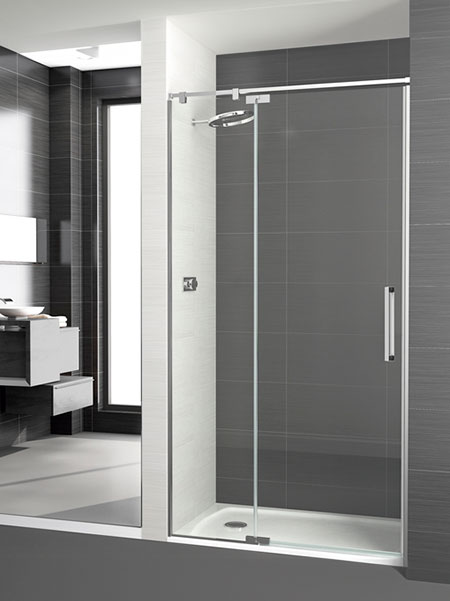 Mampara de ducha Polary Articulada puerta/fijo cromo 140 (70+70) x 195 cms cristal transparente