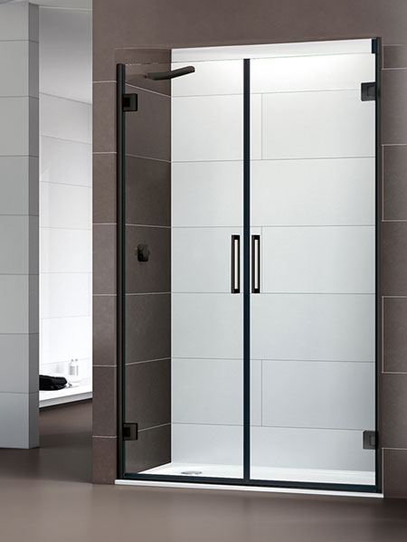 Mampara de ducha Sedano 2P puertas lacado negro 100 x 195 cms cristal transparente