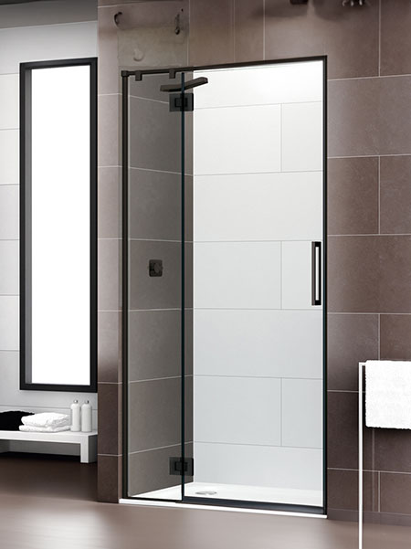 Mampara de ducha Sedano Articulada puerta/fijo lacado negro 120 (70+50) x 195 cms cristal transparente