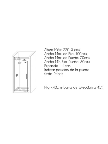 Mampara de ducha Sedano Articulada puerta/fijo cromo 80 (60+20) x 195 cms cristal transparente 5 Mampara de ducha Sedano Articulada puerta/fijo cromo 80 (60+20) x 195 cms cristal transparente - Imagen 5