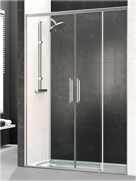 Mampara de ducha Venecia 4p puertas/fijos cromo 144 - 148 x 195 cms cristal transparente