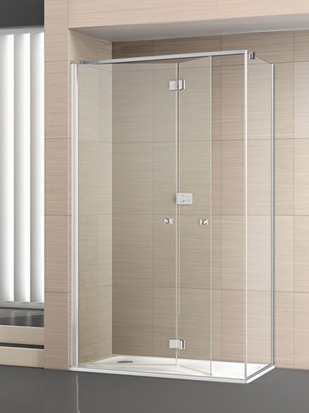 Mampara de ducha Palau 2P + L puertas/lateral lacado negro 75 x 80 x 195 cms cristal transparente