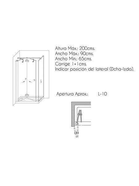 Mampara de ducha Palau 2P + L puertas/lateral lacado negro 90 x 80 x 195 cms cristal transparente 6 Mampara de ducha Palau 2P + L puertas/lateral lacado negro 90 x 80 x 195 cms cristal transparente - Imagen 6