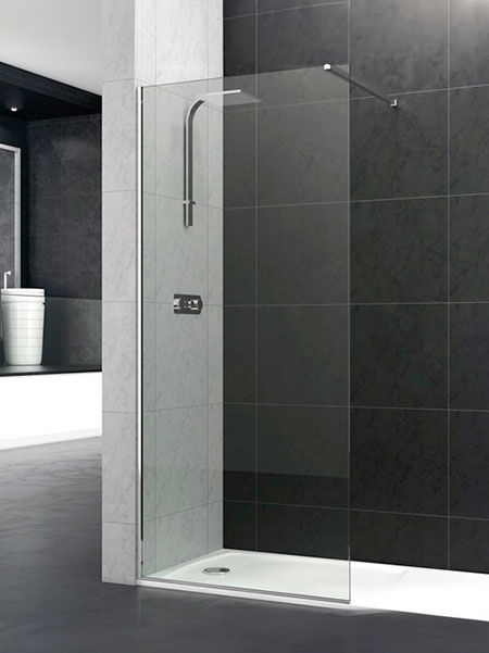 Mampara de ducha Riaza panel fijo fijo lacado negro 120 x 195 cms cristal transparente