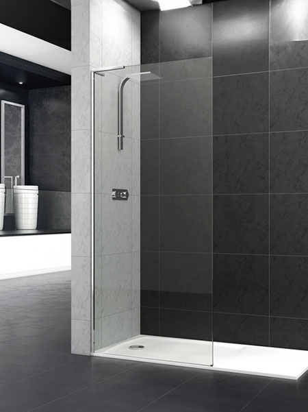 Mampara de ducha Riaza BE fijo lacado blanco 90 x 195 cms cristal transparente