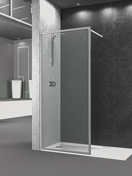 Mampara de ducha Riaza CI fijo cromo 110 x 195 cms cristal transparente