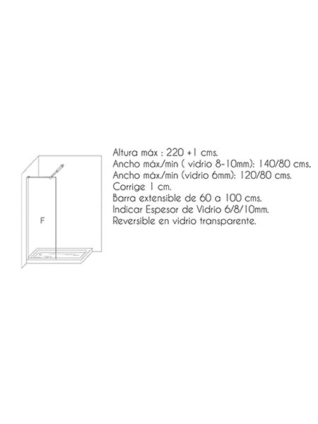 Mampara de ducha Riaza panel fijo lacado blanco mate 100 x 195 cms cristal transparente 4 Mampara de ducha Riaza panel fijo lacado blanco mate 100 x 195 cms cristal transparente - Imagen 4
