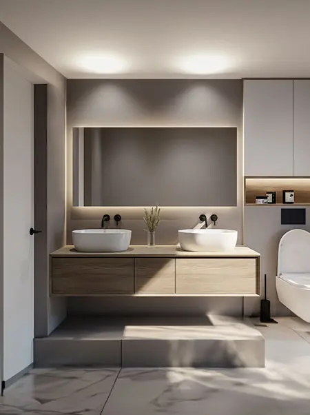 Espejo de ba&ntilde;o Kayra 80x80 LED retroiluminado luz neutra