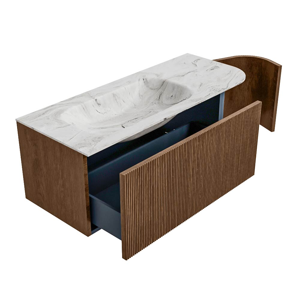 MONDIAZ KURVE-DLUX 115cm mueble de baño curva Derecha color Walnut con 1 cajón y 1 puerta. Lavabo BIG SMALL Izquierda 1 orificio Glace. 6 MONDIAZ KURVE-DLUX 115cm mueble de baño curva Derecha color Walnut con 1 cajón y 1 puerta. Lavabo BIG SMALL Izquierda 1 orificio Glace. - Imagen 6