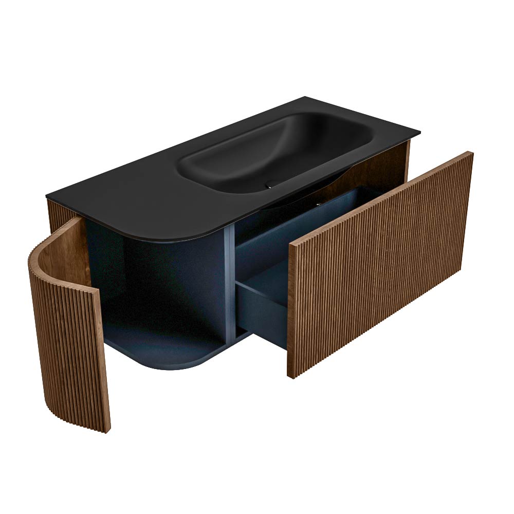 MONDIAZ KURVE 105cm mueble de baño curva Izquierda color Walnut con 1 cajón y 1 puerta. Lavabo BIG SMALL Derecho 1 orificio Urban. 6 MONDIAZ KURVE 105cm mueble de baño curva Izquierda color Walnut con 1 cajón y 1 puerta. Lavabo BIG SMALL Derecho 1 orificio Urban. - Imagen 6