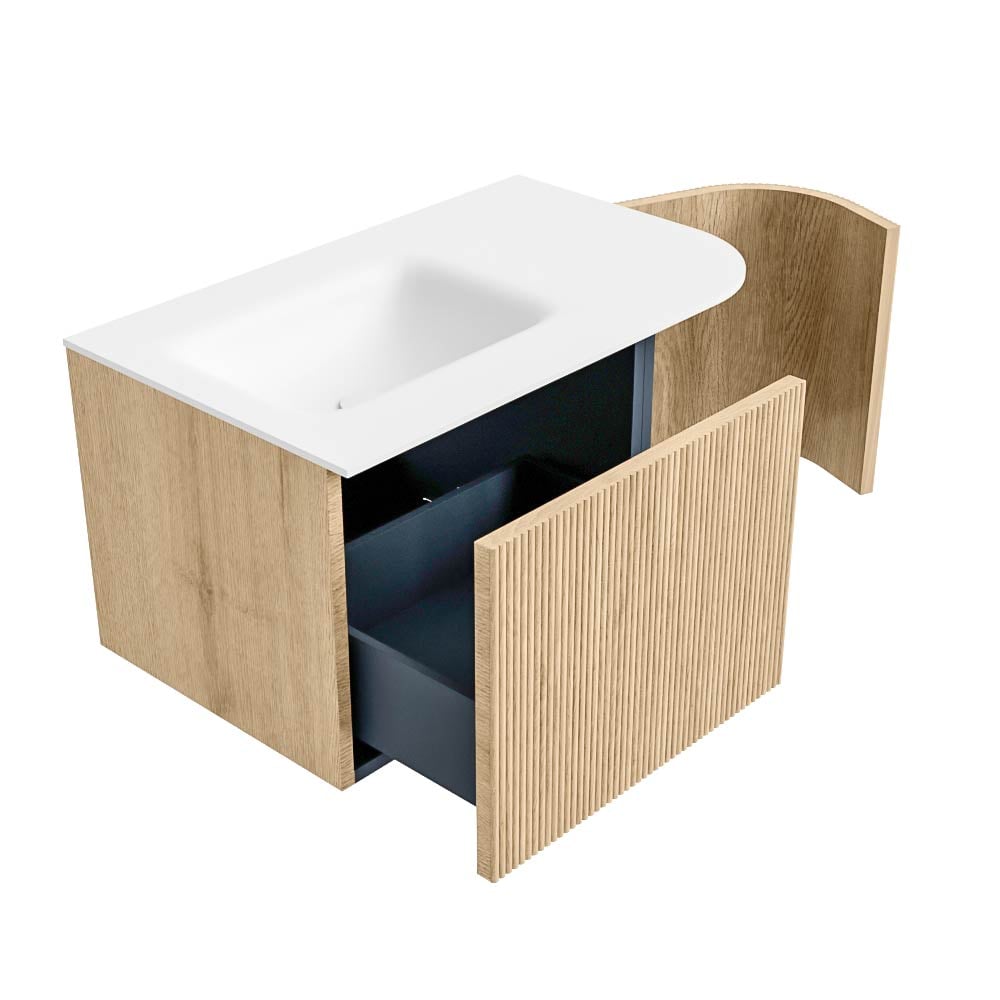 MONDIAZ KURVE 75cm mueble de baño curva Derecha color Oak con 1 cajón y 1 puerta. Lavabo GRUNNE Izquierda sin orificio Talc. 6 MONDIAZ KURVE 75cm mueble de baño curva Derecha color Oak con 1 cajón y 1 puerta. Lavabo GRUNNE Izquierda sin orificio Talc. - Imagen 6