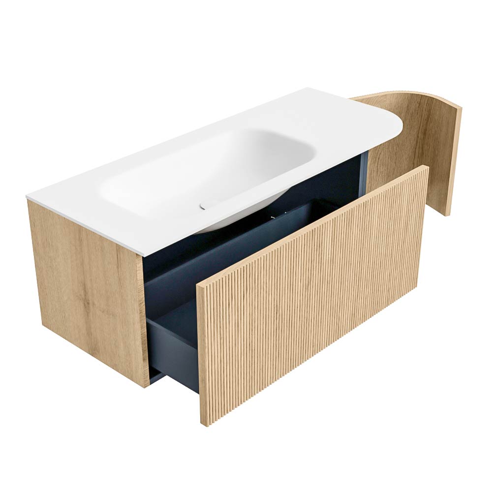 MONDIAZ KURVE 115cm mueble de baño curva Derecha color Oak con 1 cajón y 1 puerta. Lavabo BIG SMALL Izquierda sin orificio Talc. 6 MONDIAZ KURVE 115cm mueble de baño curva Derecha color Oak con 1 cajón y 1 puerta. Lavabo BIG SMALL Izquierda sin orificio Talc. - Imagen 6
