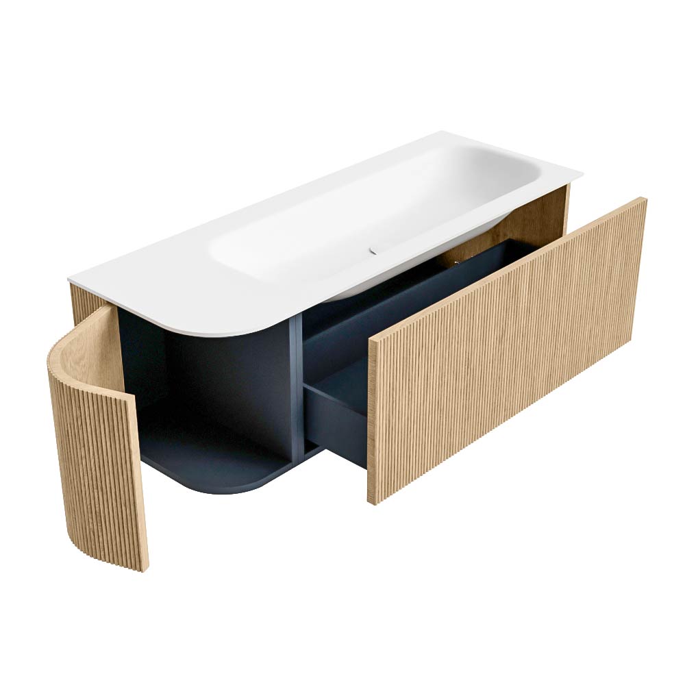 MONDIAZ KURVE 125cm mueble de baño curva Izquierda color Oak con 1 cajón y 1 puerta. Lavabo BIG MEDIUM Derecho sin orificio Talc. 6 MONDIAZ KURVE 125cm mueble de baño curva Izquierda color Oak con 1 cajón y 1 puerta. Lavabo BIG MEDIUM Derecho sin orificio Talc. - Imagen 6