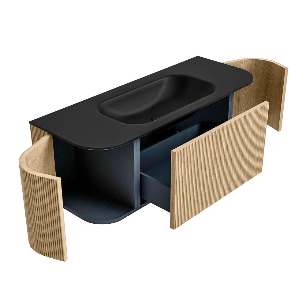 MONDIAZ KURVE 120cm mueble de baño curva Izquierda + Derecha color Oak con 1 cajón y 2 puertas. Lavabo BIG SMALL Centro 1 orificio Urban. 6 MONDIAZ KURVE 120cm mueble de baño curva Izquierda + Derecha color Oak con 1 cajón y 2 puertas. Lavabo BIG SMALL Centro 1 orificio Urban. - Imagen 6