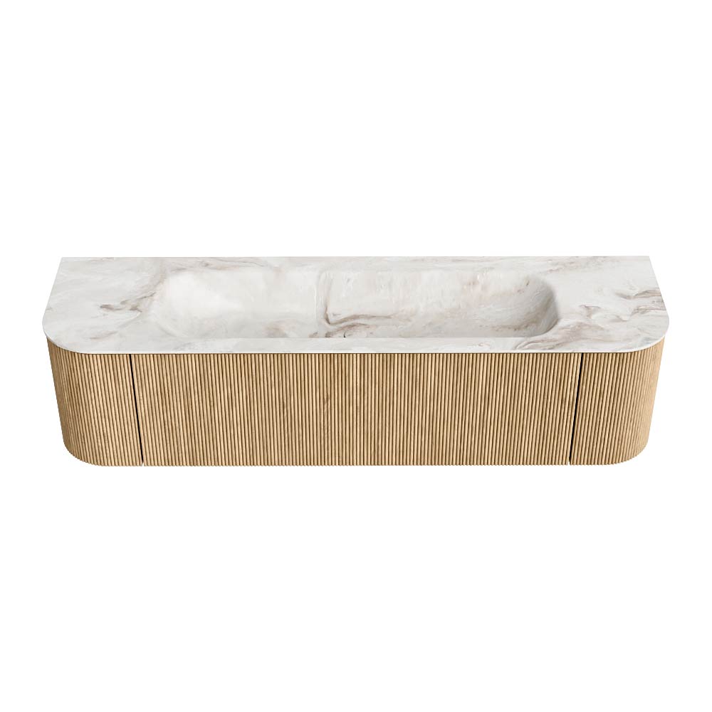 MONDIAZ KURVE-DLUX 170cm mueble de baño curva Izquierda + Derecha color Oak con 1 cajón y 2 puertas. Lavabo BIG LARGE Centro 2 orificios Frappe. 5 MONDIAZ KURVE-DLUX 170cm mueble de baño curva Izquierda + Derecha color Oak con 1 cajón y 2 puertas. Lavabo BIG LARGE Centro 2 orificios Frappe. - Imagen 5