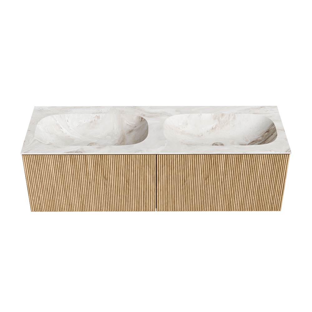 MONDIAZ KURVE-DLUX 140cm mueble de baño color Oak con 2 cajones y sin puerta. Lavabo STOR SMALL Doble 2 orificios Frappe. 5 MONDIAZ KURVE-DLUX 140cm mueble de baño color Oak con 2 cajones y sin puerta. Lavabo STOR SMALL Doble 2 orificios Frappe. - Imagen 5