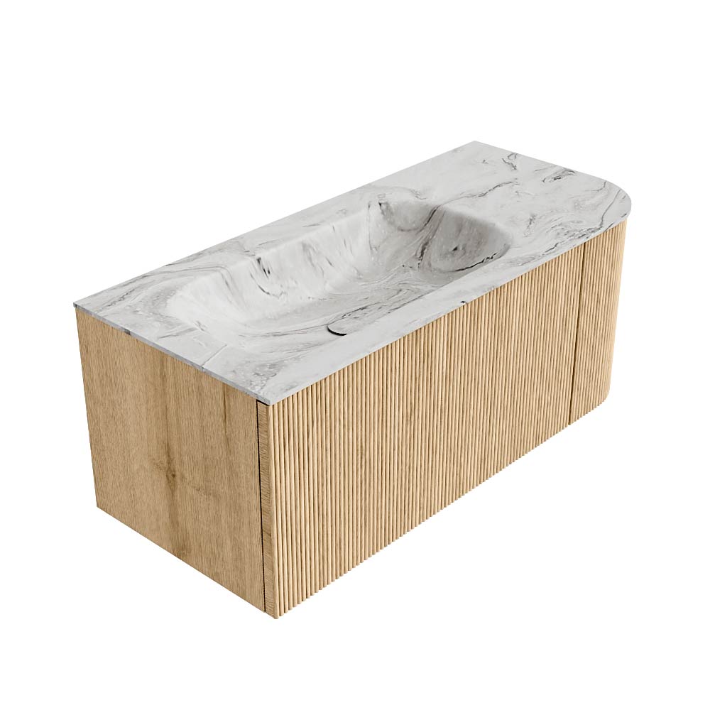 MONDIAZ KURVE-DLUX 105cm mueble de baño curva Derecha color Oak con 1 cajón y 1 puerta. Lavabo BIG SMALL Izquierda 1 orificio Glace. 4 MONDIAZ KURVE-DLUX 105cm mueble de baño curva Derecha color Oak con 1 cajón y 1 puerta. Lavabo BIG SMALL Izquierda 1 orificio Glace. - Imagen 4
