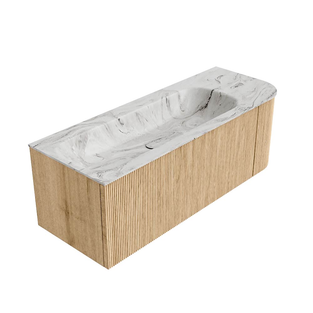MONDIAZ KURVE-DLUX 125cm mueble de baño curva Derecha color Oak con 1 cajón y 1 puerta. Lavabo BIG MEDIUM Izquierda 1 orificio Glace. 4 MONDIAZ KURVE-DLUX 125cm mueble de baño curva Derecha color Oak con 1 cajón y 1 puerta. Lavabo BIG MEDIUM Izquierda 1 orificio Glace. - Imagen 4