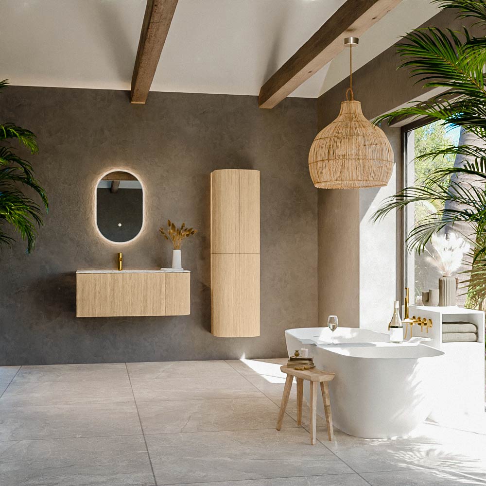 MONDIAZ KURVE-DLUX 105cm mueble de baño curva Derecha color Oak con 1 cajón y 1 puerta. Lavabo BIG SMALL Izquierda 1 orificio Glace. 3 MONDIAZ KURVE-DLUX 105cm mueble de baño curva Derecha color Oak con 1 cajón y 1 puerta. Lavabo BIG SMALL Izquierda 1 orificio Glace. - Imagen 3