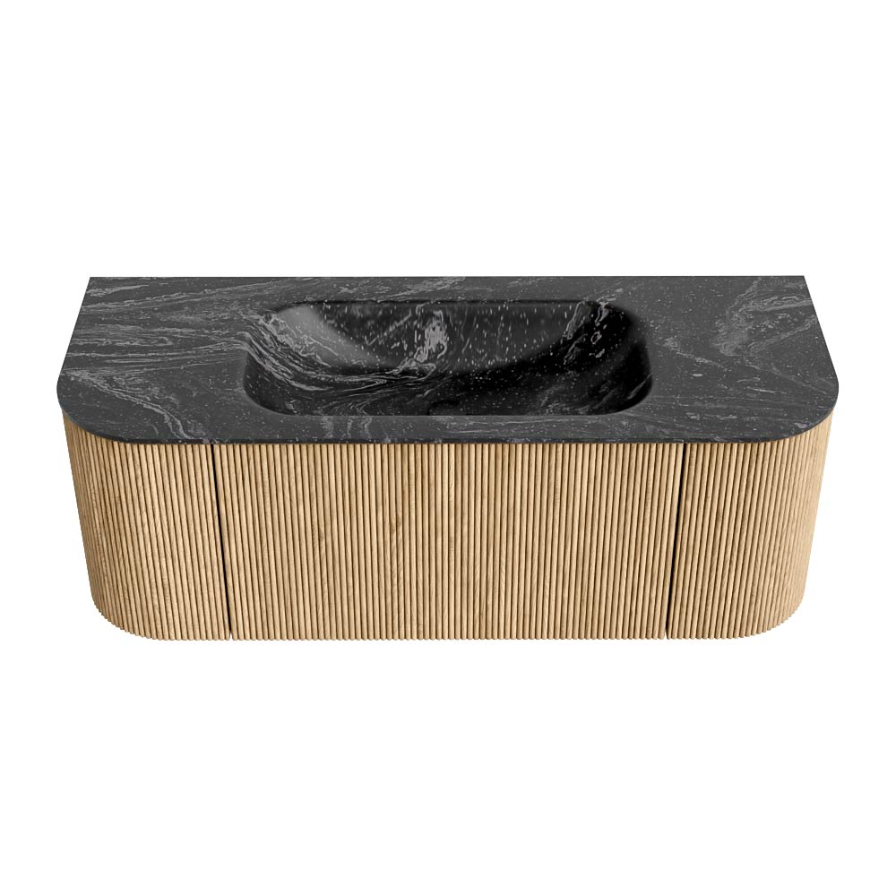 MONDIAZ KURVE-DLUX 120cm mueble de baño curva Izquierda + Derecha color Oak con 1 cajón y 2 puertas. Lavabo BIG SMALL Centro 1 orificio Lava. 5 MONDIAZ KURVE-DLUX 120cm mueble de baño curva Izquierda + Derecha color Oak con 1 cajón y 2 puertas. Lavabo BIG SMALL Centro 1 orificio Lava. - Imagen 5