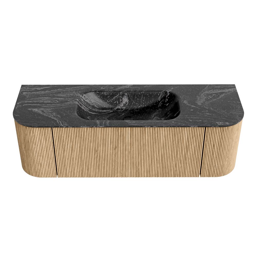 MONDIAZ KURVE-DLUX 140cm mueble de baño curva Izquierda + Derecha color Oak con 1 cajón y 2 puertas. Lavabo BIG SMALL Centro 1 orificio Lava. 5 MONDIAZ KURVE-DLUX 140cm mueble de baño curva Izquierda + Derecha color Oak con 1 cajón y 2 puertas. Lavabo BIG SMALL Centro 1 orificio Lava. - Imagen 5