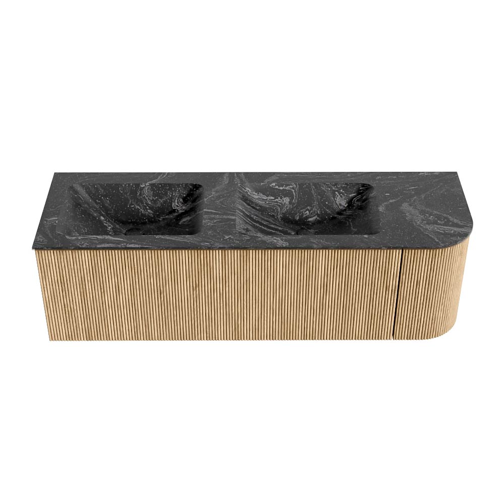 MONDIAZ KURVE-DLUX 145cm mueble de baño curva Derecha color Oak con 1 cajón y 1 puerta. Lavabo LEAF Doble / Izquierda sin orificio Lava. 5 MONDIAZ KURVE-DLUX 145cm mueble de baño curva Derecha color Oak con 1 cajón y 1 puerta. Lavabo LEAF Doble / Izquierda sin orificio Lava. - Imagen 5