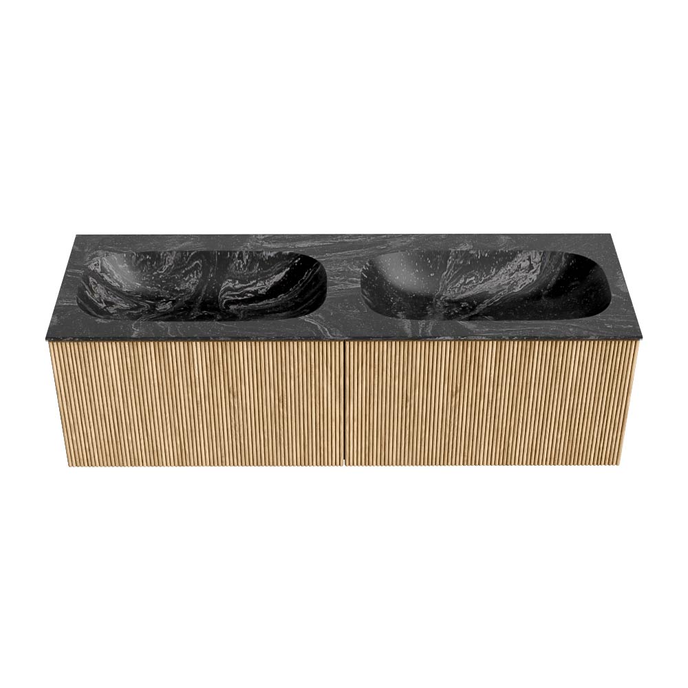 MONDIAZ KURVE-DLUX 140cm mueble de baño color Oak con 2 cajones y sin puerta. Lavabo STOR SMALL Doble sin orificio Lava. 5 MONDIAZ KURVE-DLUX 140cm mueble de baño color Oak con 2 cajones y sin puerta. Lavabo STOR SMALL Doble sin orificio Lava. - Imagen 5