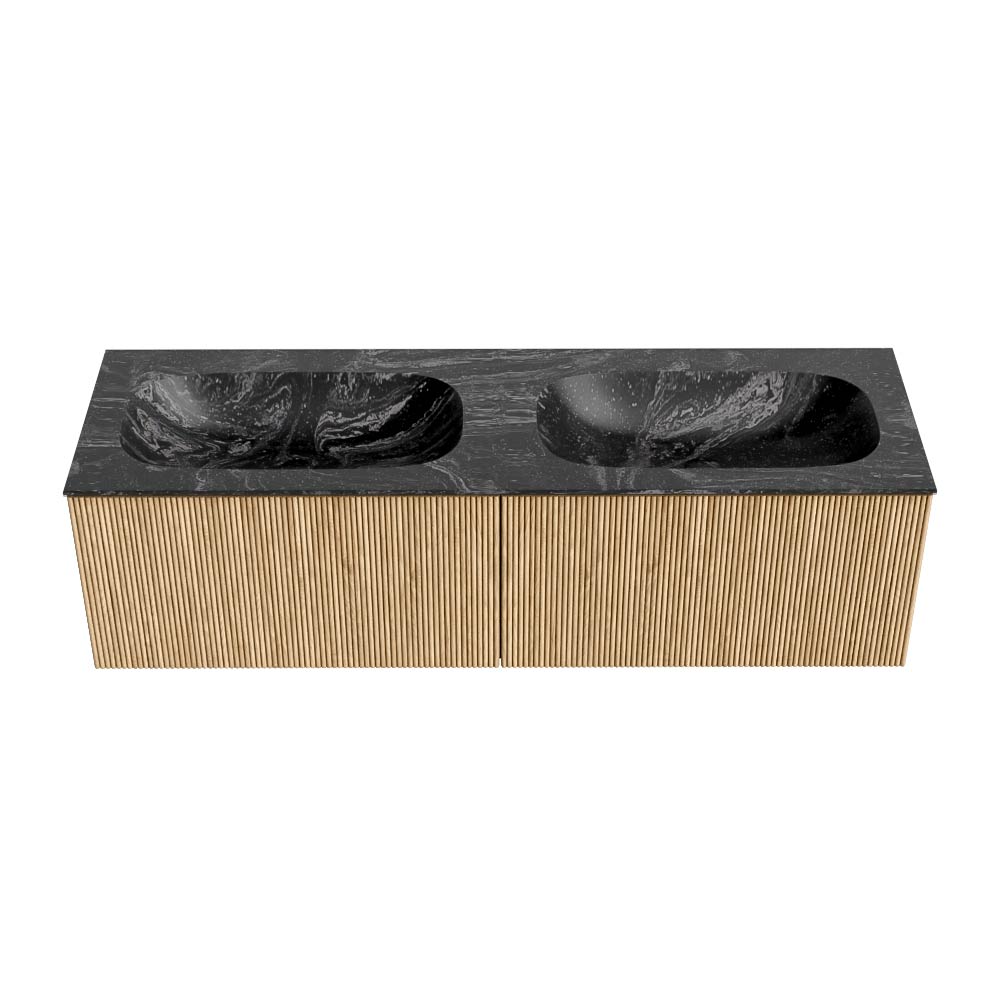 MONDIAZ KURVE-DLUX 150cm mueble de baño color Oak con 2 cajones y sin puerta. Lavabo STOR SMALL Doble 2 orificios Lava. 5 MONDIAZ KURVE-DLUX 150cm mueble de baño color Oak con 2 cajones y sin puerta. Lavabo STOR SMALL Doble 2 orificios Lava. - Imagen 5