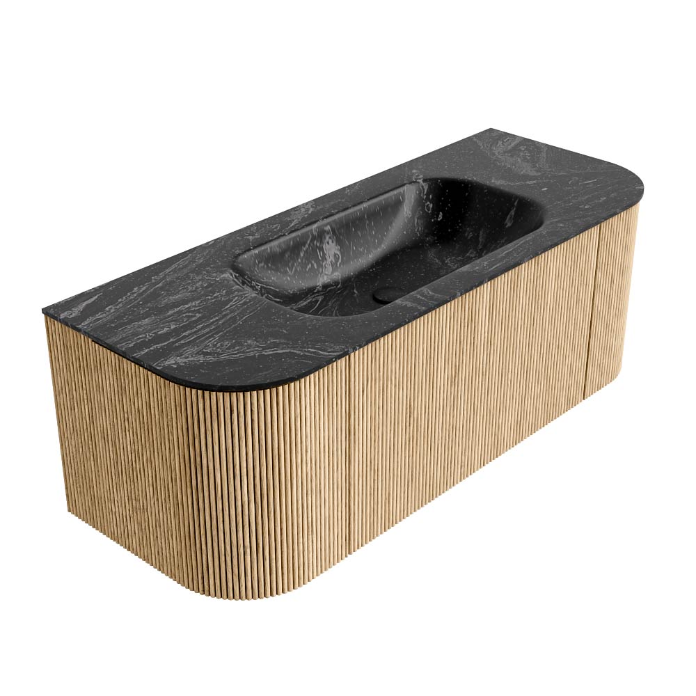 MONDIAZ KURVE-DLUX 120cm mueble de baño curva Izquierda + Derecha color Oak con 1 cajón y 2 puertas. Lavabo BIG SMALL Centro 1 orificio Lava. 4 MONDIAZ KURVE-DLUX 120cm mueble de baño curva Izquierda + Derecha color Oak con 1 cajón y 2 puertas. Lavabo BIG SMALL Centro 1 orificio Lava. - Imagen 4