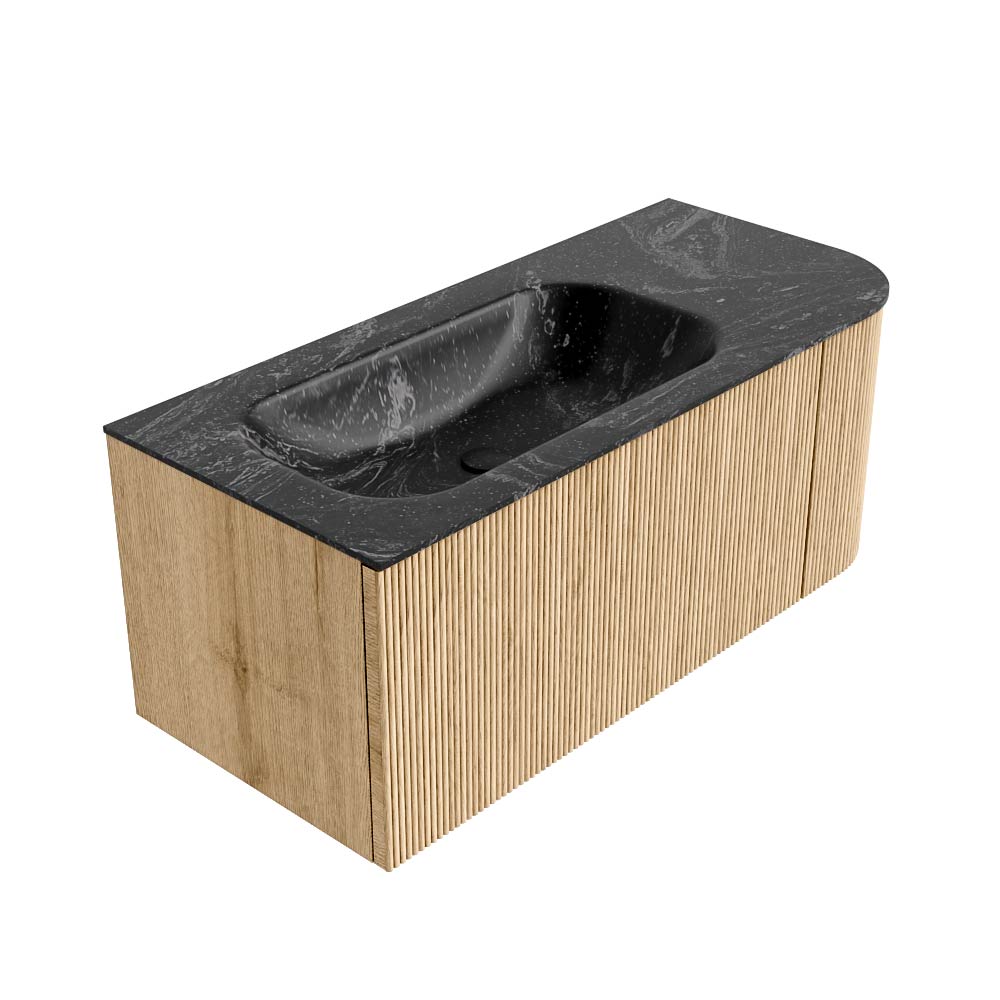 MONDIAZ KURVE-DLUX 105cm mueble de baño curva Derecha color Oak con 1 cajón y 1 puerta. Lavabo BIG SMALL Izquierda 1 orificio Lava. 4 MONDIAZ KURVE-DLUX 105cm mueble de baño curva Derecha color Oak con 1 cajón y 1 puerta. Lavabo BIG SMALL Izquierda 1 orificio Lava. - Imagen 4