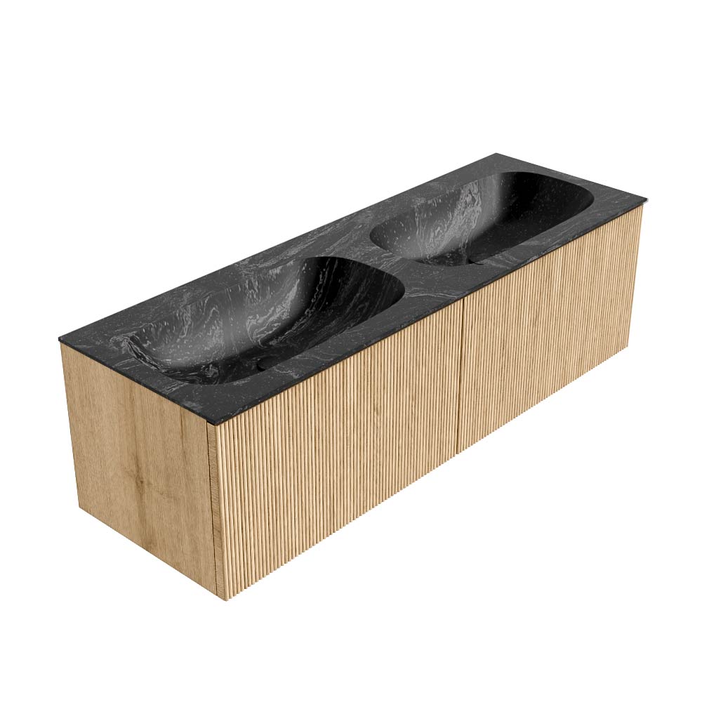 MONDIAZ KURVE-DLUX 140cm mueble de baño color Oak con 2 cajones y sin puerta. Lavabo STOR SMALL Doble sin orificio Lava. 4 MONDIAZ KURVE-DLUX 140cm mueble de baño color Oak con 2 cajones y sin puerta. Lavabo STOR SMALL Doble sin orificio Lava. - Imagen 4
