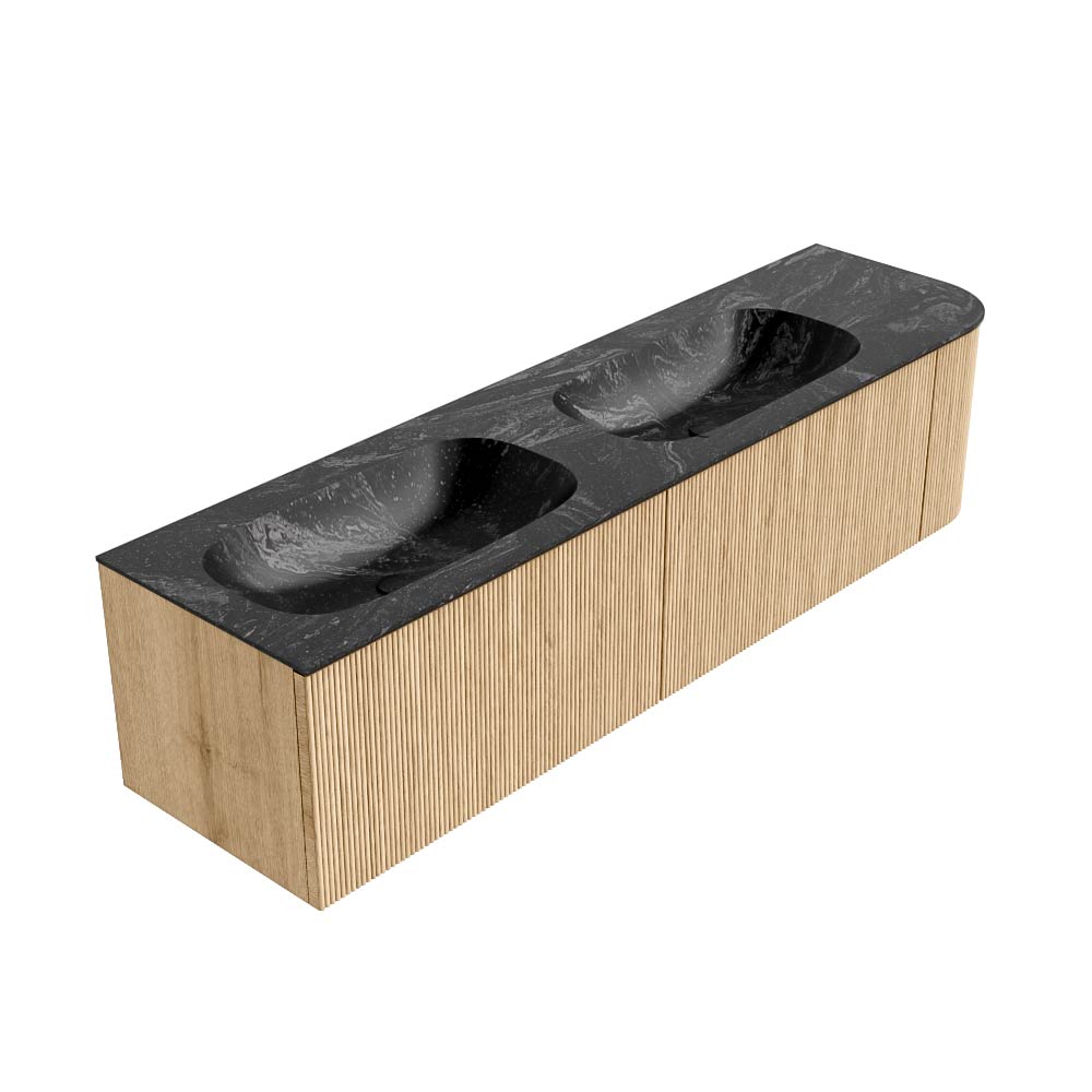 MONDIAZ KURVE-DLUX 175cm mueble de baño curva Derecha color Oak con 2 cajones y 1 puerta. Lavabo STOR SMALL Doble / Izquierda 2 orificios Lava. 4 MONDIAZ KURVE-DLUX 175cm mueble de baño curva Derecha color Oak con 2 cajones y 1 puerta. Lavabo STOR SMALL Doble / Izquierda 2 orificios Lava. - Imagen 4