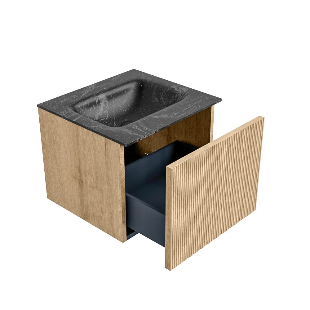 MONDIAZ KURVE-DLUX 50cm mueble de baño color Oak con 1 cajón y sin puerta. Lavabo GRUNNE Centro sin orificio Lava. 6 MONDIAZ KURVE-DLUX 50cm mueble de baño color Oak con 1 cajón y sin puerta. Lavabo GRUNNE Centro sin orificio Lava. - Imagen 6