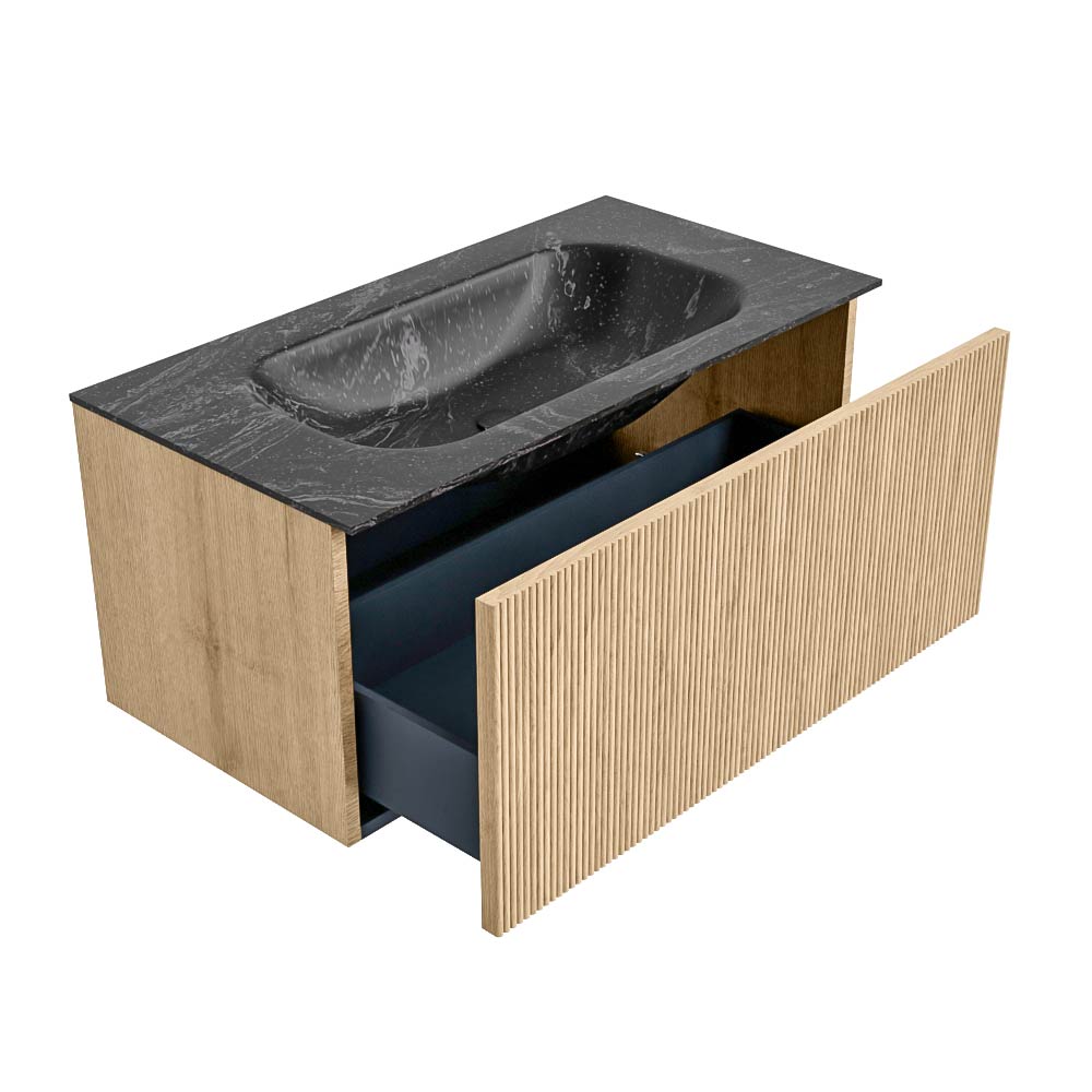 MONDIAZ KURVE-DLUX 90cm mueble de baño color Oak con 1 cajón y sin puerta. Lavabo BIG SMALL Centro sin orificio Lava. 6 MONDIAZ KURVE-DLUX 90cm mueble de baño color Oak con 1 cajón y sin puerta. Lavabo BIG SMALL Centro sin orificio Lava. - Imagen 6