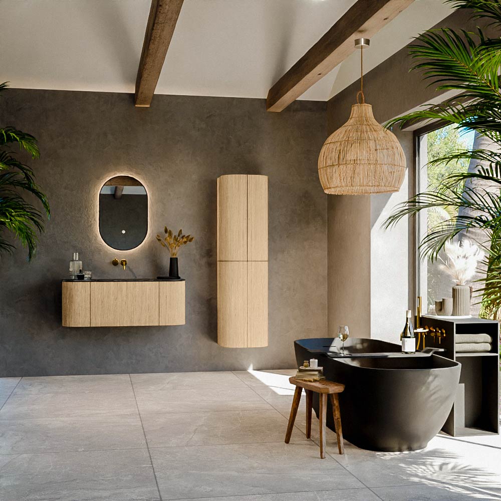MONDIAZ KURVE-DLUX 110cm mueble de baño curva Izquierda + Derecha color Oak con 1 cajón y 2 puertas. Lavabo CLOUD Centro sin orificio Lava. 3 MONDIAZ KURVE-DLUX 110cm mueble de baño curva Izquierda + Derecha color Oak con 1 cajón y 2 puertas. Lavabo CLOUD Centro sin orificio Lava. - Imagen 3