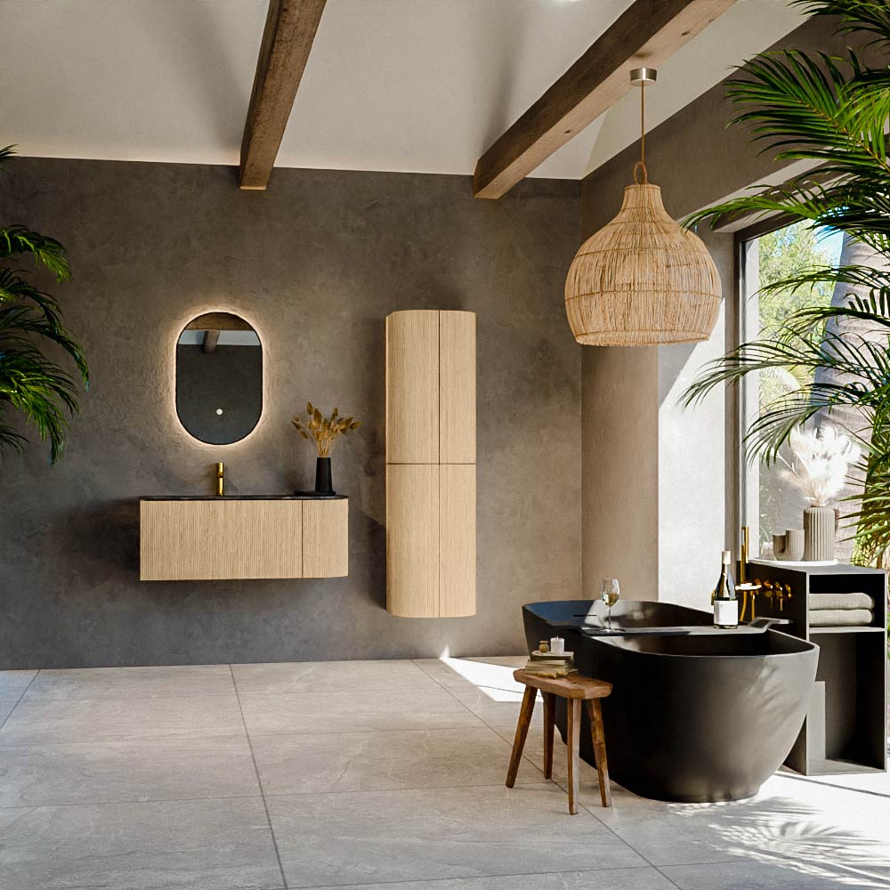 MONDIAZ KURVE-DLUX 105cm mueble de baño curva Derecha color Oak con 1 cajón y 1 puerta. Lavabo BIG SMALL Izquierda 1 orificio Lava. 3 MONDIAZ KURVE-DLUX 105cm mueble de baño curva Derecha color Oak con 1 cajón y 1 puerta. Lavabo BIG SMALL Izquierda 1 orificio Lava. - Imagen 3