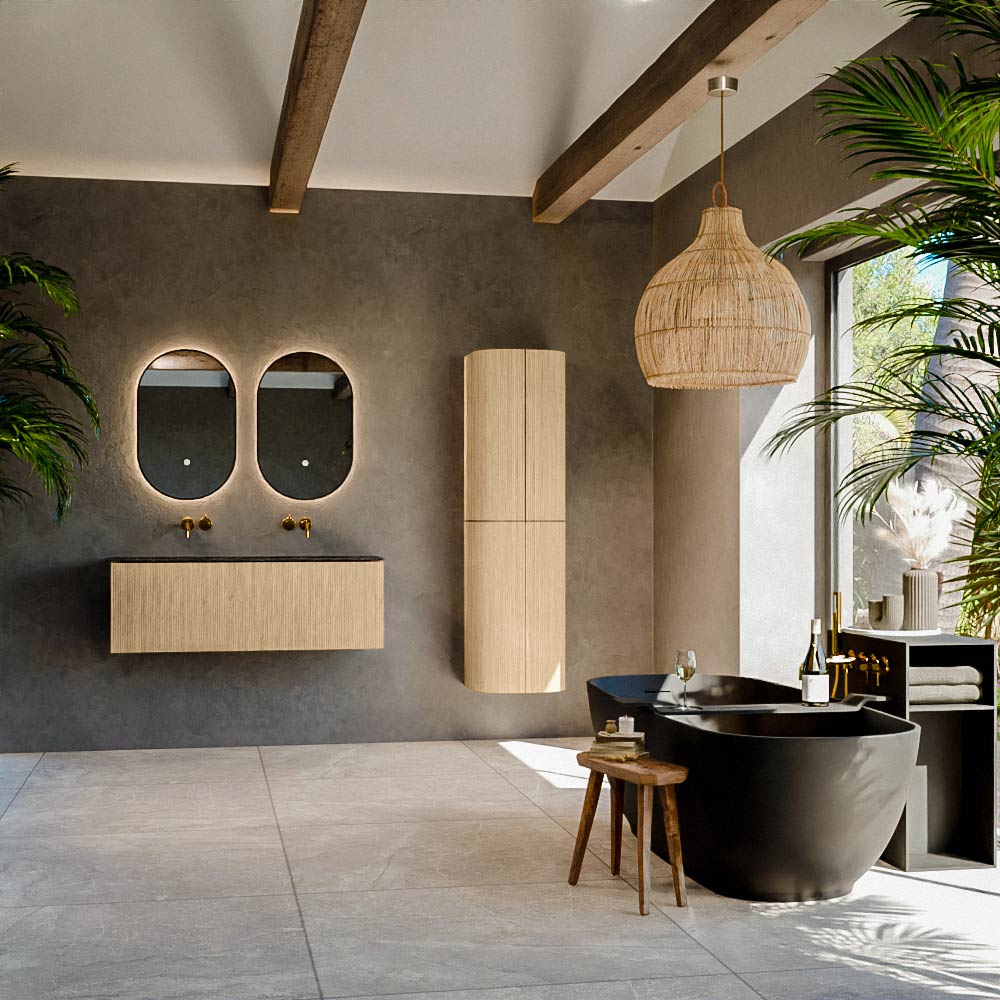 MONDIAZ KURVE-DLUX 120cm mueble de baño color Oak con 1 cajón y sin puerta. Lavabo BIG LARGE Centro sin orificio Lava. 3 MONDIAZ KURVE-DLUX 120cm mueble de baño color Oak con 1 cajón y sin puerta. Lavabo BIG LARGE Centro sin orificio Lava. - Imagen 3