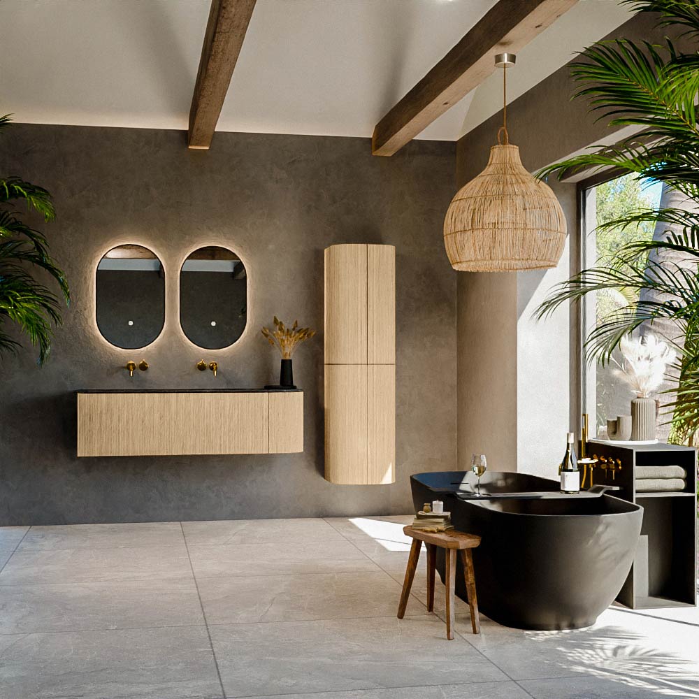 MONDIAZ KURVE-DLUX 145cm mueble de baño curva Derecha color Oak con 1 cajón y 1 puerta. Lavabo BIG LARGE Izquierda sin orificio Lava. 3 MONDIAZ KURVE-DLUX 145cm mueble de baño curva Derecha color Oak con 1 cajón y 1 puerta. Lavabo BIG LARGE Izquierda sin orificio Lava. - Imagen 3
