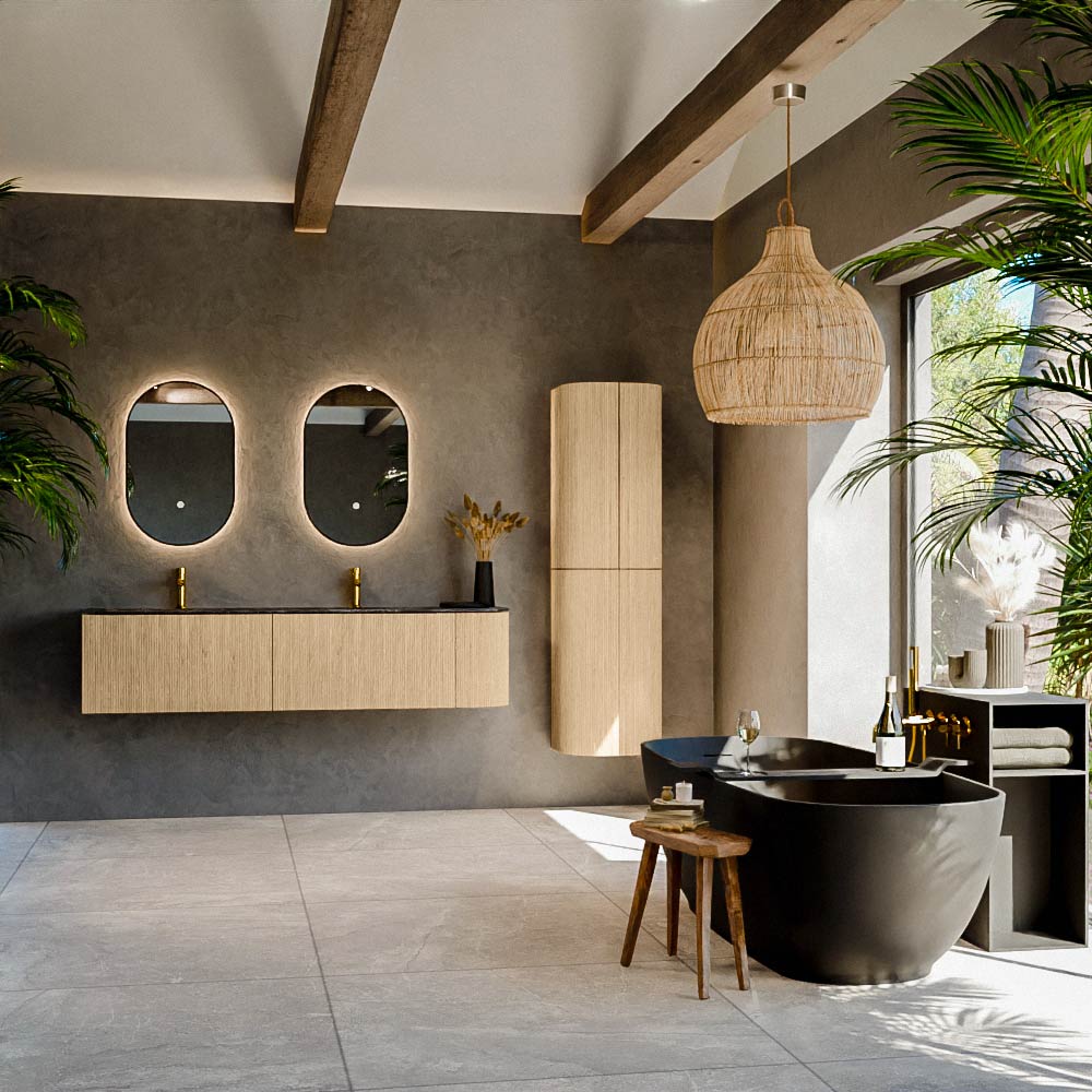 MONDIAZ KURVE-DLUX 175cm mueble de baño curva Derecha color Oak con 2 cajones y 1 puerta. Lavabo STOR SMALL Doble / Izquierda 2 orificios Lava. 3 MONDIAZ KURVE-DLUX 175cm mueble de baño curva Derecha color Oak con 2 cajones y 1 puerta. Lavabo STOR SMALL Doble / Izquierda 2 orificios Lava. - Imagen 3